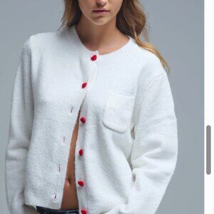 Charming White Cardigan with Heart Buttons